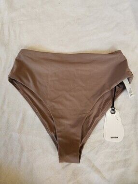 NWT prAna Lahari High Rise Bikini Bottom Carob Women's S Solid Brown